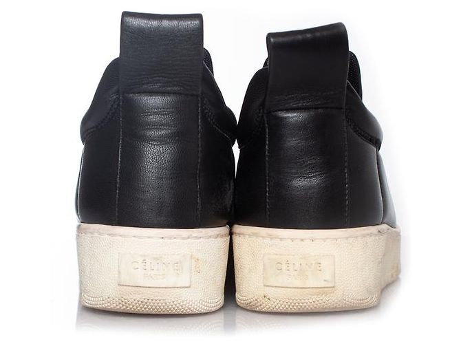 Céline Celine, Sneaker slip on in pelle nera Nero - vista 6