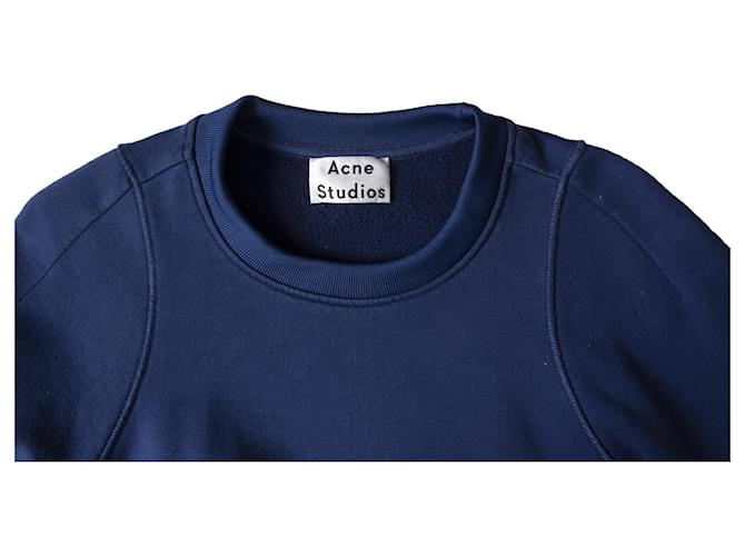 Acne Akne, Blauer Pullover mit Rundhalsausschnitt - Ansicht 7