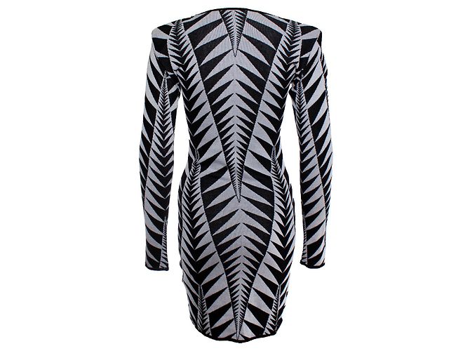 Balmain Balmaın, Stretchkleid mit Grafikdruck Schwarz Weiß - Ansicht 2