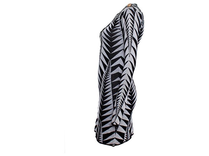 Balmain Balmaın, Stretchkleid mit Grafikdruck Schwarz Weiß - Ansicht 4