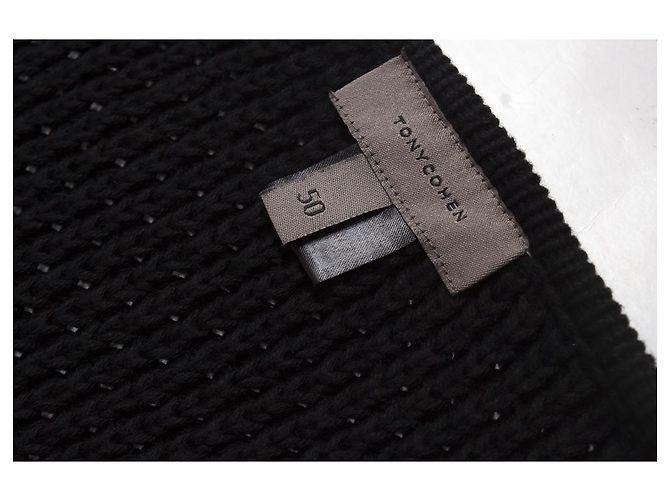 Autre Marque Tony Cohen, Strickjacke mit Taschen aus Kunstleder Schwarz - Ansicht 7