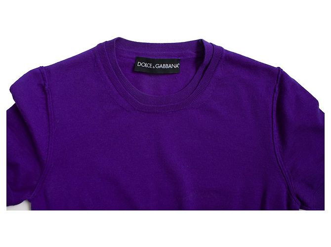 DOLCE & GABBANA, Camiseta de lana morada Púrpura - vista 7