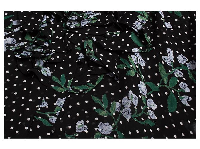 GANNI, Bluse mit Polkadot-Rüschen Schwarz - Ansicht 5