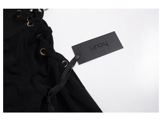 Autre Marque Stunden, Glitzerndes Minikleid mit Spitze Schwarz - Ansicht 6