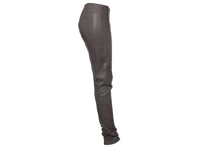 Haider Ackermann, calça stretch de couro verde - vista 3