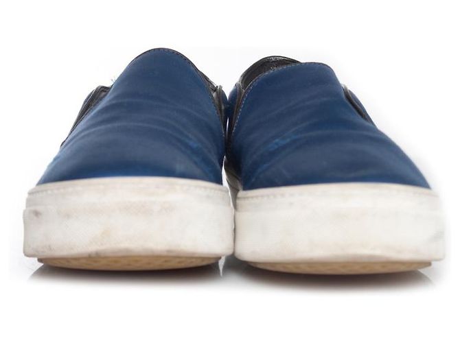 Céline Celine, sneaker slip-on in raso Blu - vista 4