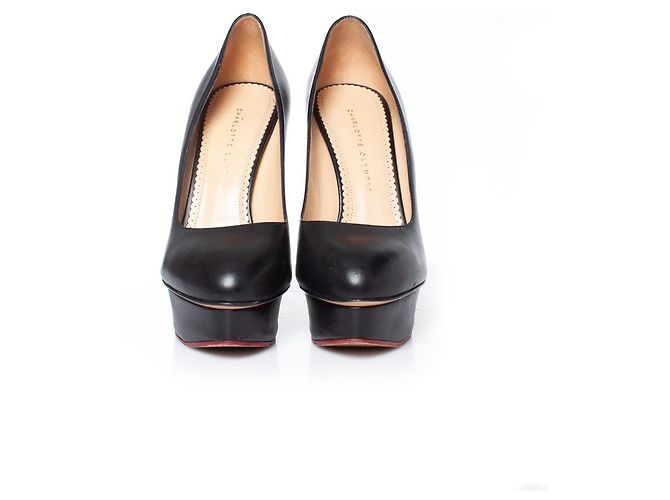 Charlotte Olympia Carlotta Olimpia, Décolleté con plateau in pelle nera Nero - vista 3