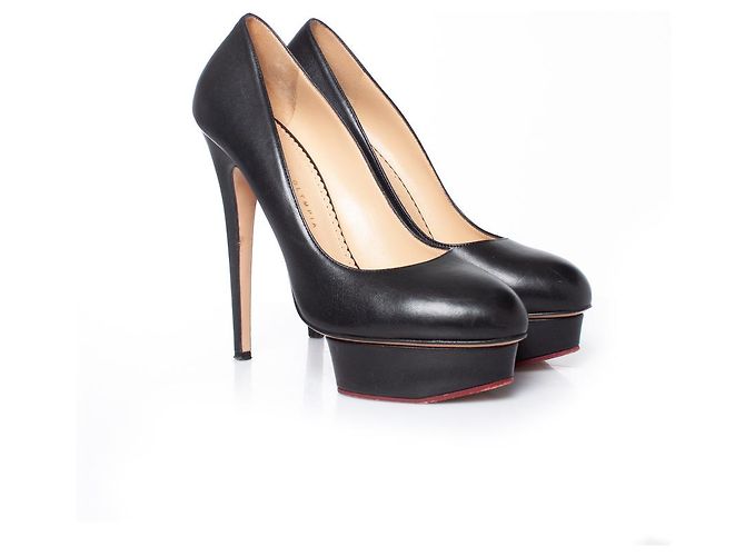 Charlotte Olympia Carlotta Olimpia, Décolleté con plateau in pelle nera Nero - vista 7