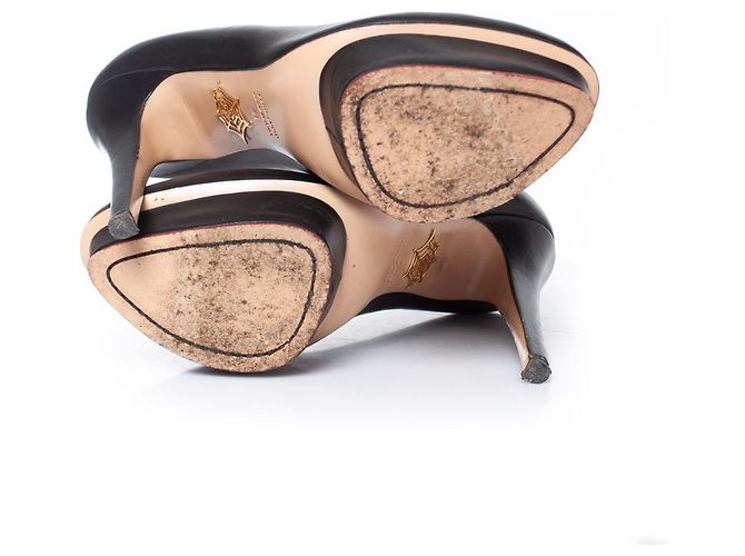 Charlotte Olympia Carlotta Olimpia, Décolleté con plateau in pelle nera Nero - vista 8