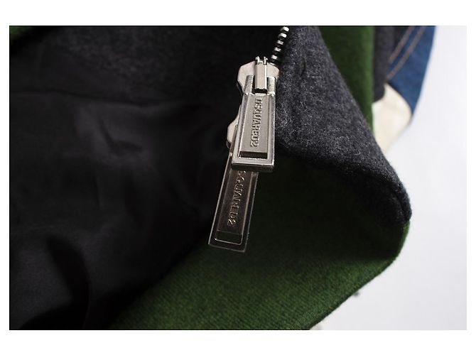 Dsquared2, Bomberjacke mit Lederärmeln Weiß Blau Grau - Ansicht 10