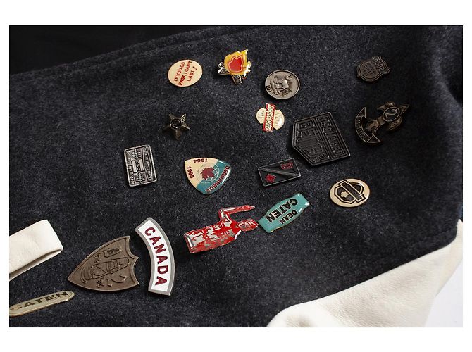 Dsquared2, Bomberjacke mit Lederärmeln Weiß Blau Grau - Ansicht 5