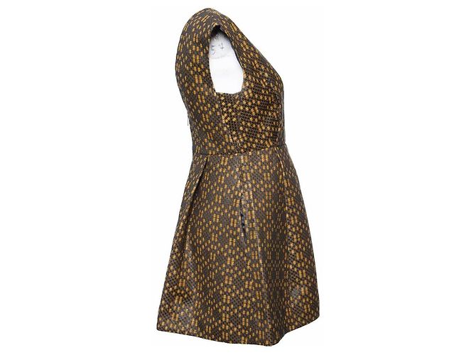 Matthew Williamson Matthäus Williamson, Ocker/Schwarzes gewebtes Kleid in Größe UK10/M. Braun Gelb - Ansicht 2