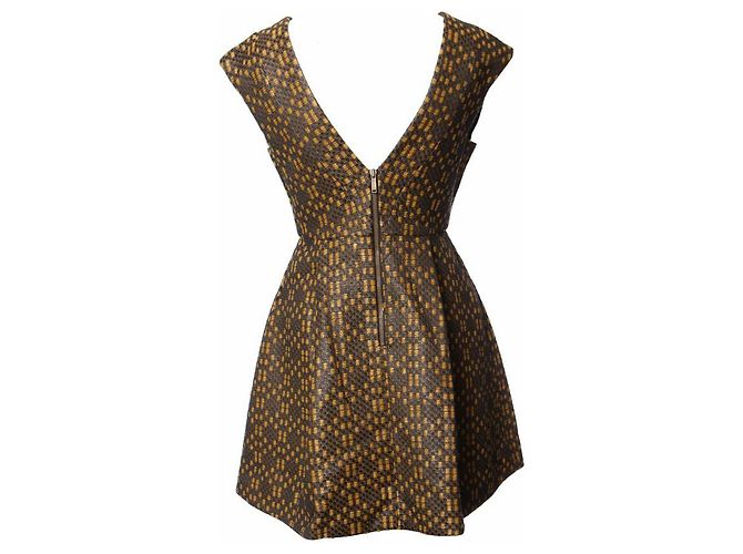 Matthew Williamson Matthäus Williamson, Ocker/Schwarzes gewebtes Kleid in Größe UK10/M. Braun Gelb - Ansicht 3