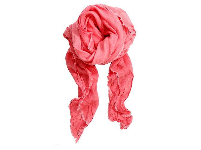 Faliero Sarti, Sciarpa rosa con bordi grezzi. - vista 2