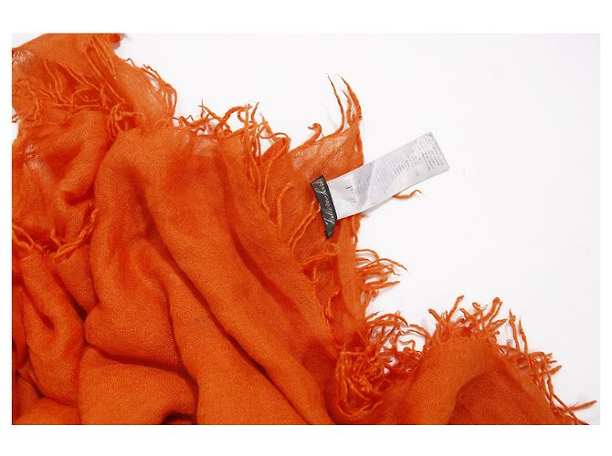 Faliero Sarti Faliero Sartí, Bufanda de cachemir naranja con flecos. - vista 4