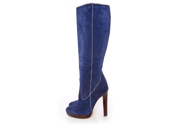 Dsquared2, Stivale in camoscio blu - vista 2