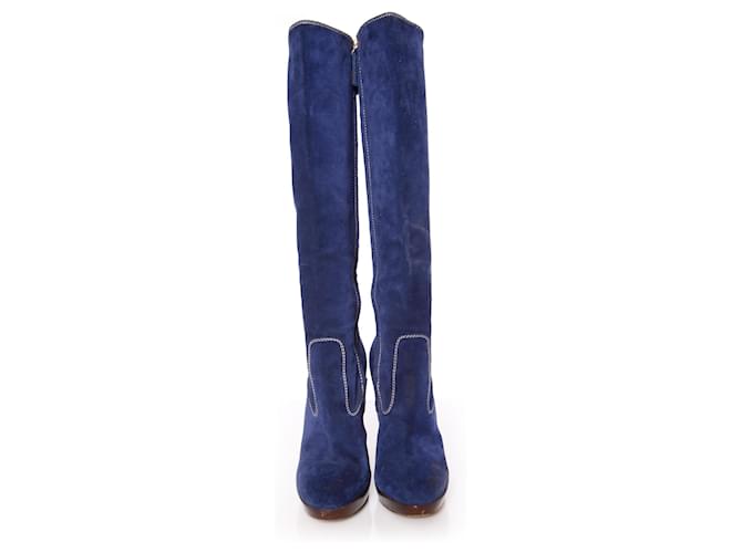 Dsquared2, Stivale in camoscio blu - vista 3