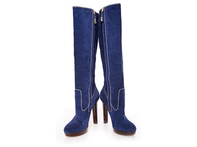 Dsquared2, Stivale in camoscio blu - vista 4