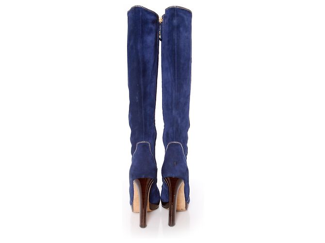 Dsquared2, Stivale in camoscio blu - vista 6
