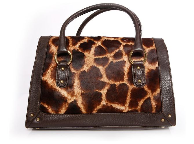 DOLCE & GABBANA, Bolsa com couro marrom e estampa de girafa em pelo de bezerro. - vista 2