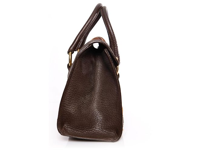 DOLCE & GABBANA, Bolsa com couro marrom e estampa de girafa em pelo de bezerro. - vista 5