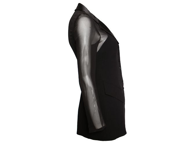 Rena Lange, Schwarze, halbtransparente Blazerjacke. - Ansicht 2