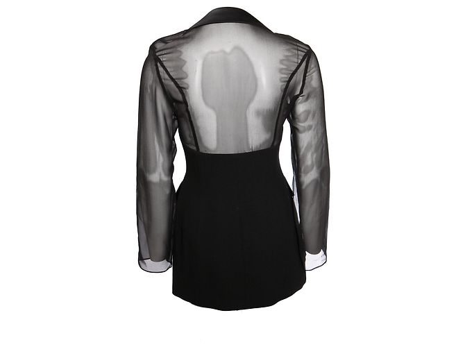 Rena Lange, Schwarze, halbtransparente Blazerjacke. - Ansicht 3