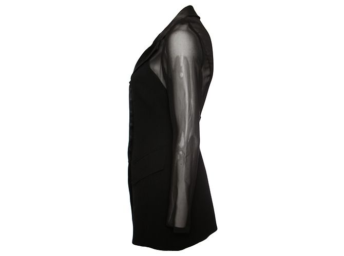 Rena Lange, Schwarze, halbtransparente Blazerjacke. - Ansicht 4