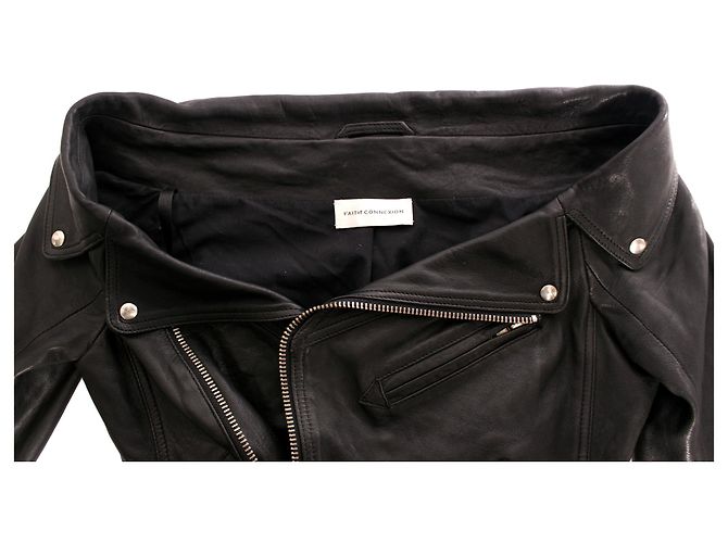 Faith Connexion Glaubensverbindung, Schulterfreie Bikerjacke. Schwarz - Ansicht 5