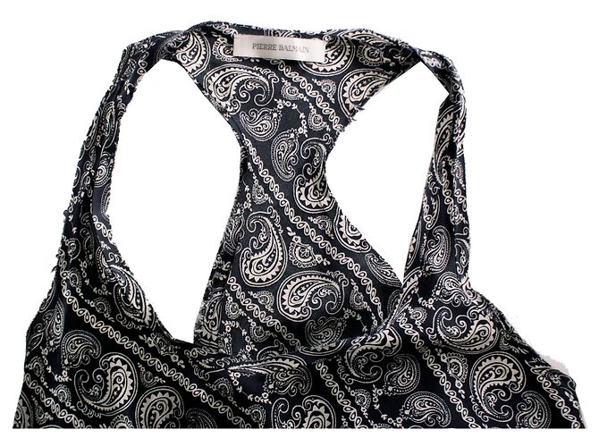 PIERRE BALMAIN, top asimétrico con estampado paisley. Negro Blanco - vista 5