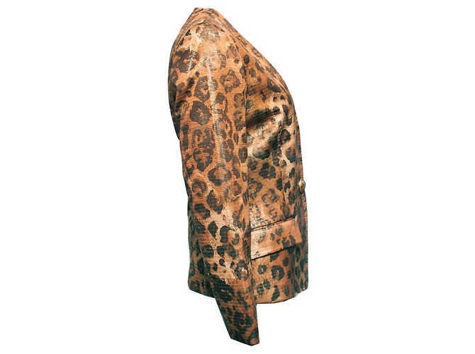 Gianfranco Ferré GIANFRANCO FERRE, Leopardenblazer mit Lurex. Braun - Ansicht 4