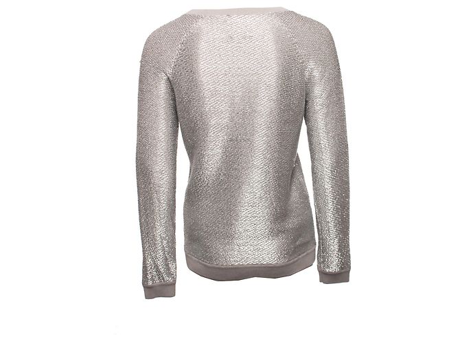 ZOE KARSSEN, Silberfarbener Pullover mit Text. - Ansicht 3