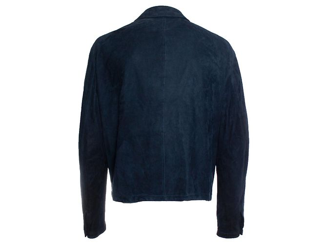 Autre Marque Serafino, Bomber in camoscio blu - vista 2
