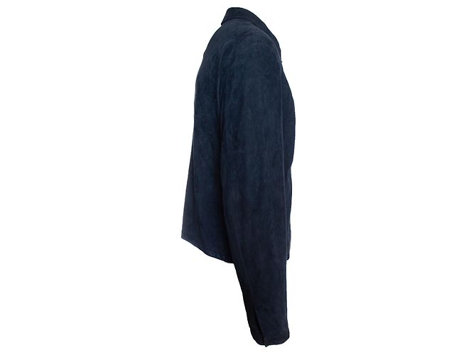 Autre Marque Serafino, Bomber in camoscio blu - vista 3