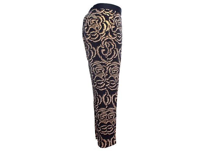 Autre Marque Chloe Stora, calças com flores douradas Azul Dourado - vista 3