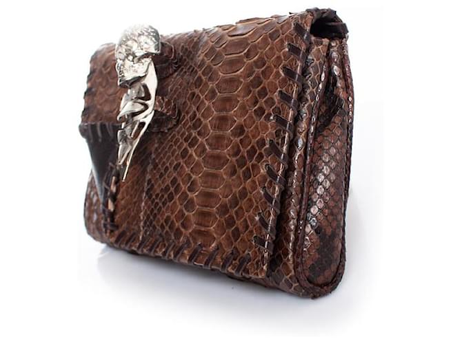 Autre Marque Maison Du Posh, Braune Python-Clutch - Ansicht 2