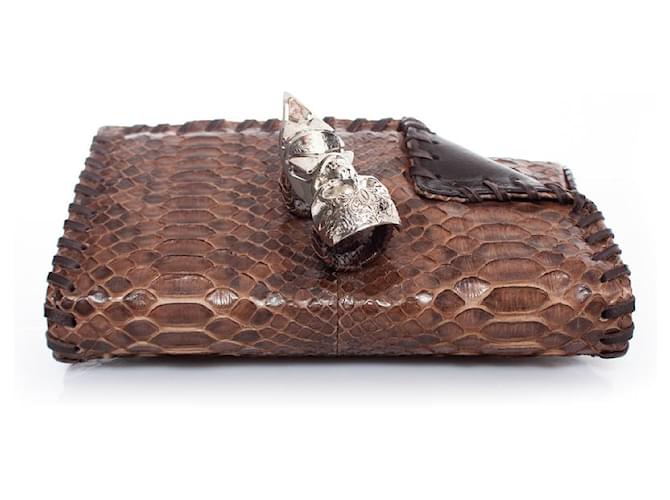 Autre Marque Maison Du Posh, Braune Python-Clutch - Ansicht 3
