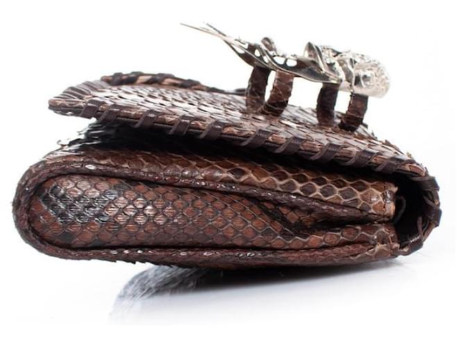 Autre Marque Maison Du Posh, Braune Python-Clutch - Ansicht 5
