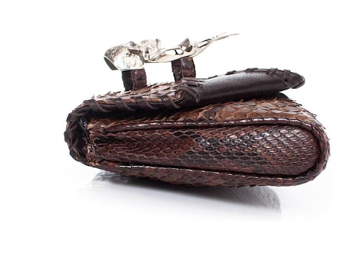 Autre Marque Maison Du Posh, Braune Python-Clutch - Ansicht 6