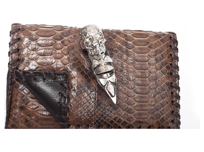 Autre Marque Maison Du Posh, Braune Python-Clutch - Ansicht 7