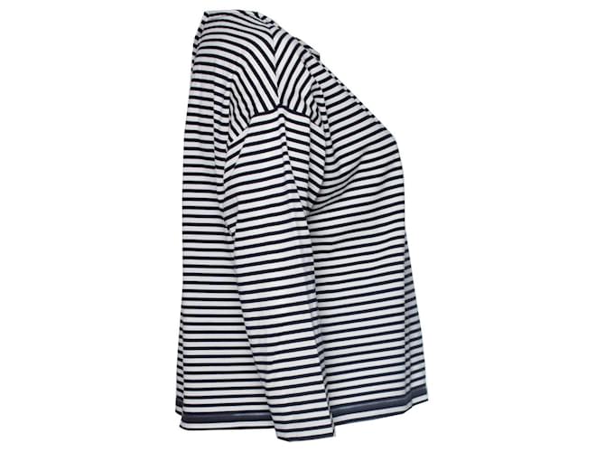 Prada, Top rigato con tasca Bianco Blu - vista 4