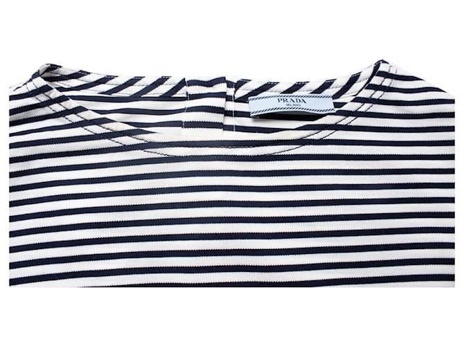 Prada, Top rigato con tasca Bianco Blu - vista 6