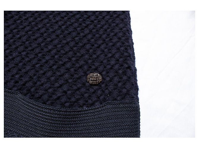 Chanel, blaues gewebtes Kleid mit Taschen - Ansicht 5