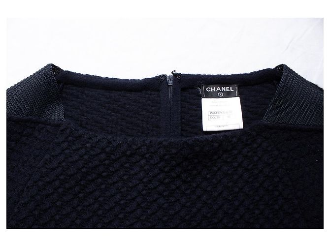 Chanel, blaues gewebtes Kleid mit Taschen - Ansicht 6