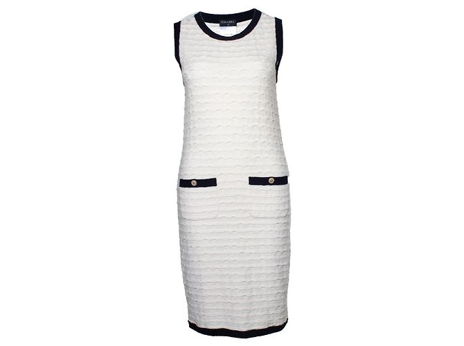 Chanel, Kombi-Set aus blauem und cremefarbenem Strick - Ansicht 3