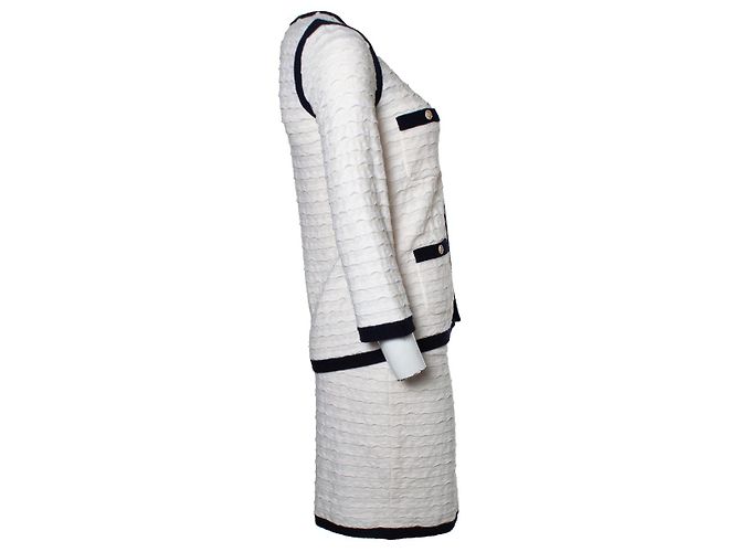 Chanel, Kombi-Set aus blauem und cremefarbenem Strick - Ansicht 6