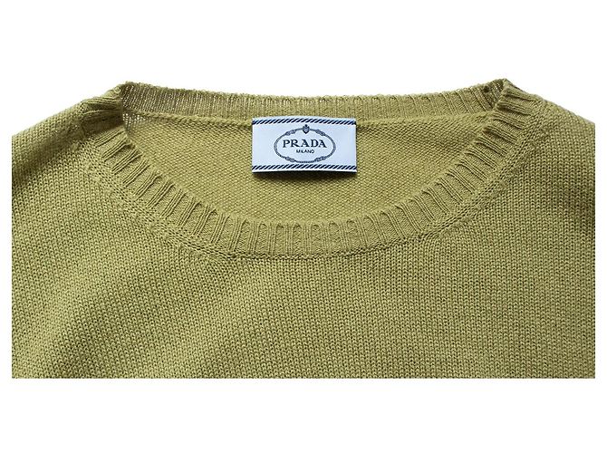 Prada, suéter de cachemir verde de manga corta - vista 6