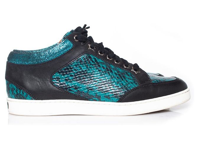 Jimmy Choo, Miami-Sneaker mit Metallic-Schlangenmuster Schwarz Grün - Ansicht 5