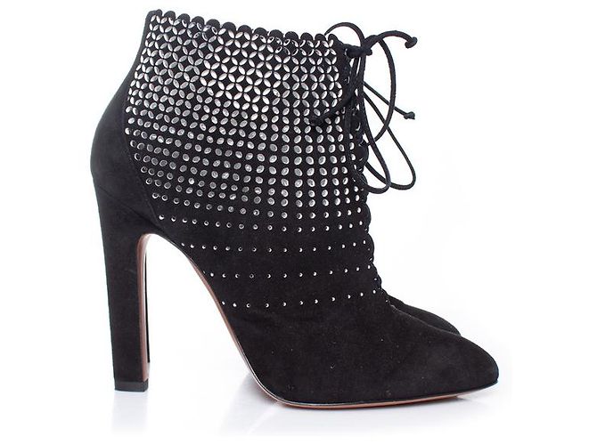 Alaïa, Botas de ante negro cortadas a láser - vista 5