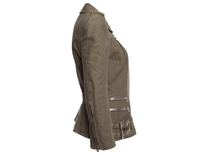 Balmain Balmaın, Armeegrüne Bikerjacke - Ansicht 3